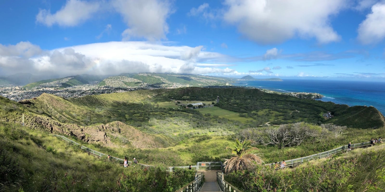 A panoramic view of the Diamond Head State Monument on the island of O'ahu, Hawaii
