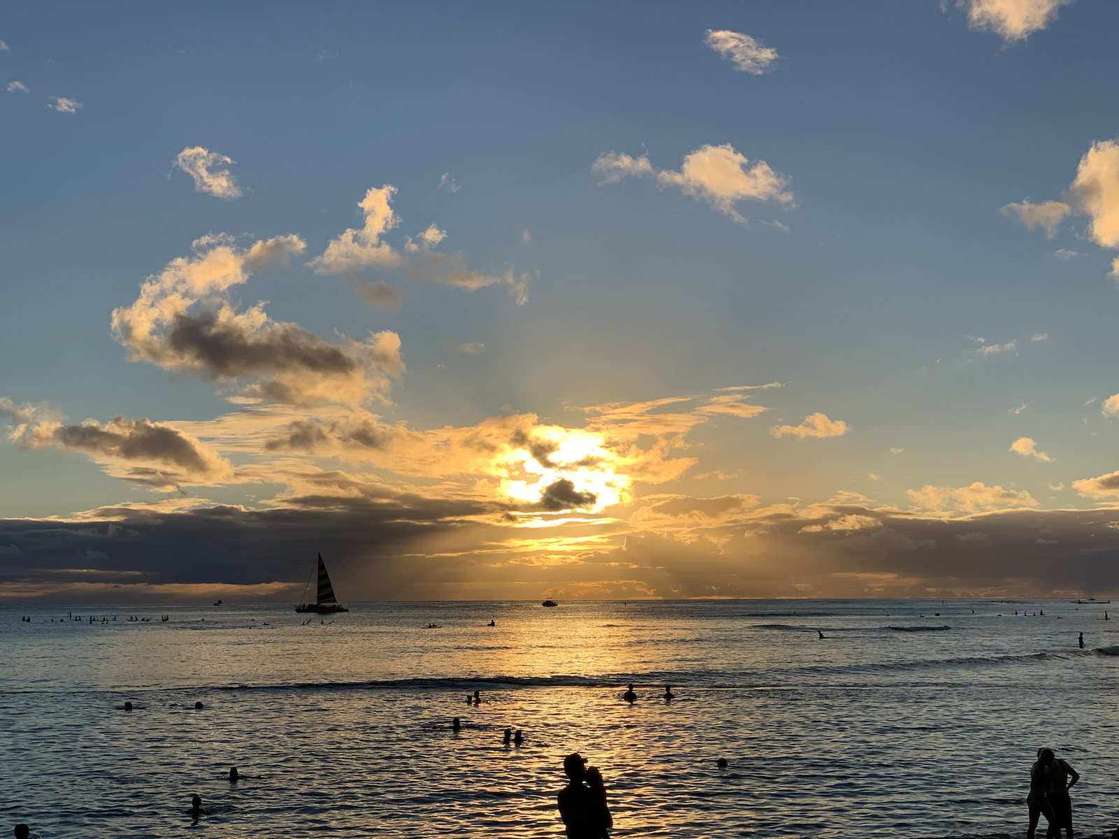 A photo capturing the Sunsetting over the O'ahu island, Hawaii